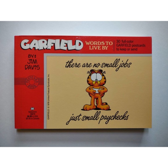 Garfield Words To Live By Postcard Book 30 Different Jim Davis Comic Cat 1990 - Picture 10 of 10